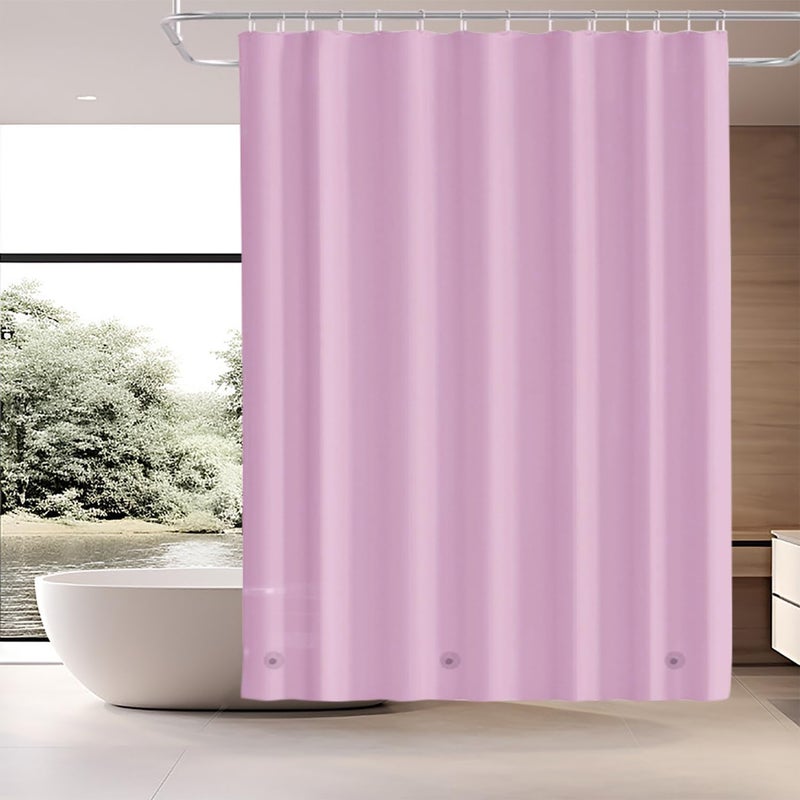 TIKABC Pink Shower Curtain Liner, 4G PEVA Shower Liner, Plastic Peva Waterproof Shower Curtains, 72x72 inch with Grommet Holes 3 Magnetic Weights - Image 1